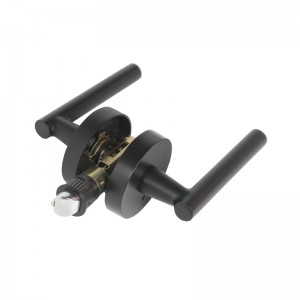 R7506 Levier de poignée de portenoire avec design rond mince contemporain moderne pour la chambre à la maison ou l\'intimité de la salle de bain, verrouillage de porte sans clé